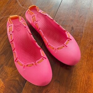 Crocs Adrina Flat II Womens 9 Pink Orange Ballet Flats Slip On Comfort Shoes
